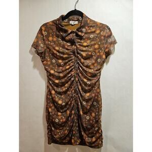 Birch & Stone Button Front Multicolor Floral Shirt Dress Bodycon Women's Large